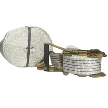 Carregar imagem no visualizador da galeria, Conjunto Cinta + Catraca 5000kg 9m  Gancho J 1/2 Branco Branco
